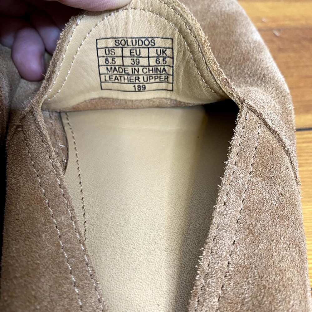 Soludos Tan Venetian Soft Cowhide Suede Slip On Round Toe Loafers - Picture 8 of 10